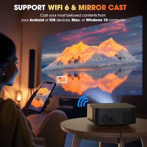[386+ Built-in Apps] DBPOWER E2 Smart Projector with WiFi and Bluetooth, Native 1080P Mini Projector Compatible with Netflix, Youtube, Disney+, Hulu, Max & Crunchyroll, Electric Focus & Carry Case 6