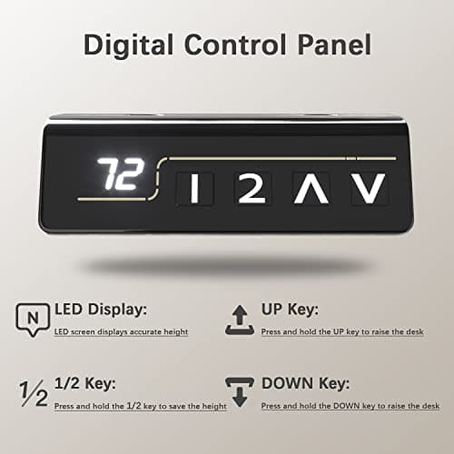 Furmax Electric Standing Desk, 45 x 24 Inches Sit Stand up Desk, Sit Stand Height Adjustable Home Office Desk with 4 Height Position Memory - with Splice Board (Brown, 45) 5