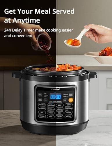 COMFEE’ 16 in 1 Electric Pressure Cooker Instant Multi Cooker Olla de Presion Non-Stick Pot Yogurt Maker Rice Cooker Sauté Steamer 8 Quarts Stainless Steel 6