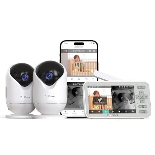 Dr.Care VistaView Lite Smart WiFi Baby Monitor with 2 Cameras- 4” 720P Split Screen & 1080P Camera App Control, Motion Alerts, HD Night Vision, 2-Way Talk, Triple Security, Video Recording