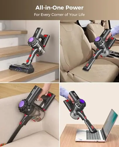 SVHT Cordless Vacuum Cleaner, 450W 40KPA Vacuum Cleaners for Home, 45Mins Lightweight Stick Vacuum with Advanced Green Light Tech, Rechargeable Battery Vacuum for Carpet,Pet Hair,Hardwood Floor 5