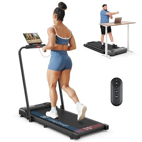 THERUN Walking Pad, 2 in 1 Foldable Treadmills for Home, 2.5HP Under Desk with Handle Bar, 16" Widened Running Belt, with Remote Control