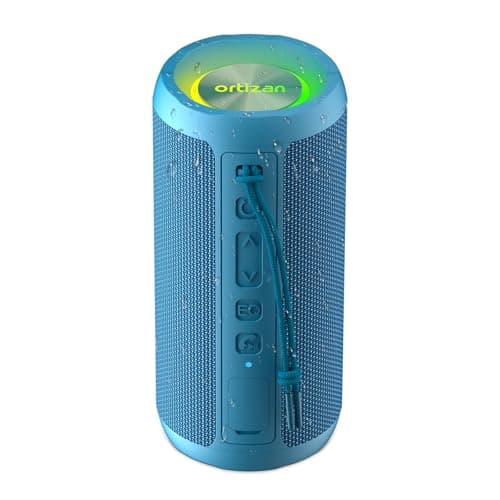 Ortizan Wireless Portable Bluetooth Speaker, IPX7 Waterproof, Dustproof and Rustproof, Powerful 24W Sound, Enhanced Bass, 30-Hour Battery, 360° Party Light, and Stereo Pairing (BT 5.3), Gifts - Blue