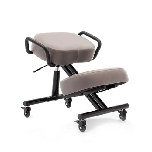 DR.LOMILOMI Ergonomic Kneeling Chair 512 AKONI, Adjustable Stool for Home and Office, Improve Your Posture, Thick Comfortable Cushions, Locking Wheels (Grey, Standard)