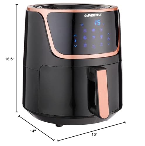 GoWISE USA GW22955 7-Quart Electric Air Fryer with Dehydrator & 3 Stackable Racks, Digital Touchscreen with 8 Functions + Recipes, 7.0-Qt, Black/Copper 9