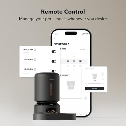 PETLIBRO Automatic Cat Feeder with Camera for Two Cats, 1080P HD Video with Night Vision, 5G WiFi Pet Feeder with 2-Way Audio for Cat & Dog, Low Food & Motion & Sound Alerts, Dual Tray, Black 5L 8