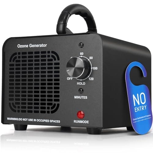 Ozone Generator 60000mg/h, Industrial/Home Ozone Machine, Odor Removal for Areas of 6,000 Square Feet, High Capacity Odor Eliminator for Car, Rooms, Smoke, Pets, O3 Air Purifier Deodorizes (Black)