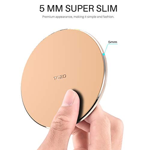 TOZO Ultra-Thin Portable Wireless Charger 15W Max Fast Wireless Charging Pad Compatible with iPhone 17/16 Plus/16 Pro Max /15/14/13/SE, Samsung Galaxy S24/S23/S22 Series (No AC Adapter), Champagne 5