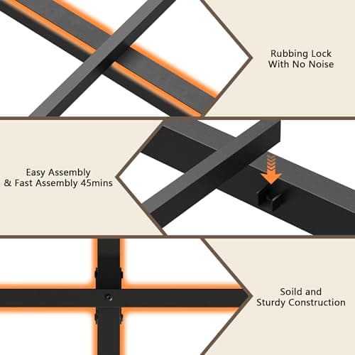 Furnulem Full Size Bed Frame with Storage Headboard, Industrial Platform Bed with Charging Station and LED Lights, Heavy Duty Metal Slats, No Box Spring Need, Noise Free 5