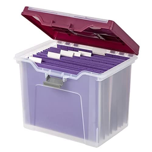 Office Depot Large Mobile File Box, Letter Size, 11 5/8in.H x 13 3/6in.W x 10in.D, Clear/Burgundy, 110986 5
