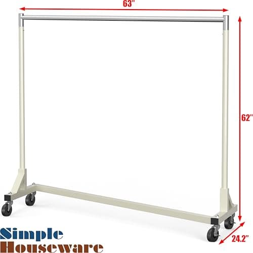 Simple Houseware Industrial Grade Z-Base Garment Rack, 500lb Load with 63 Inches Extra Long Bar, Gray 6