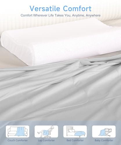 SPUER Cooling Comforter Queen Size, Summer Cooling Blanket for Hot Sleepers, Breathable and Lightweight All Season Bedding for Night Sweats, Cooling Technology for Hot Nights, 90"x90", Gray 6