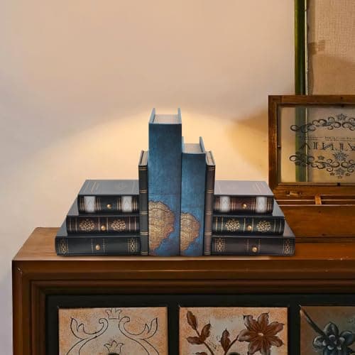 Vintage Wooden Bookends with Drawers – Decorative False Book Shelf Organizer for Home, Office, or Library (311) 5