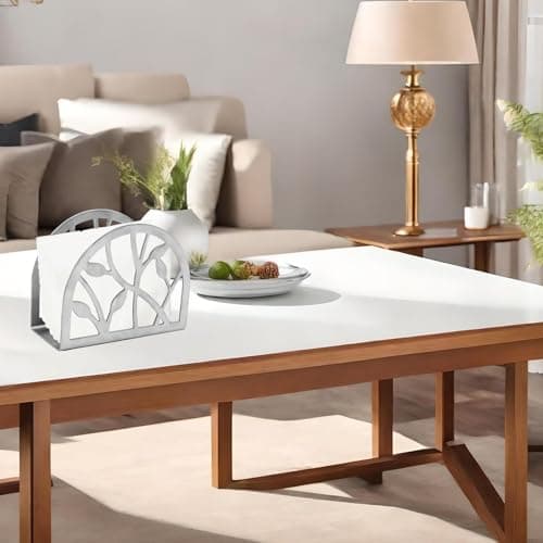 MEIGUI Napkin Holder, Stainless Steel Paper Napkin Holder Organizer Tissue Dispenser for Kitchen Countertops, Dining Table, Picnic Table, Indoor & Outdoor Use，Silver 7