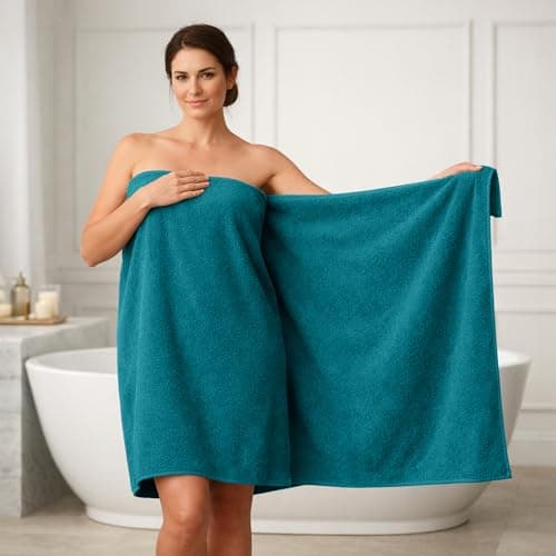 RIVERSIDE Pack of 1 Jumbo Bath Sheet 40 x 80 Inches - Extra Large Bath Towel, Super Soft & Highly Absorbent, 100% Cotton Quick Dry, Perfect to Wrap Yourself in - Teal 6