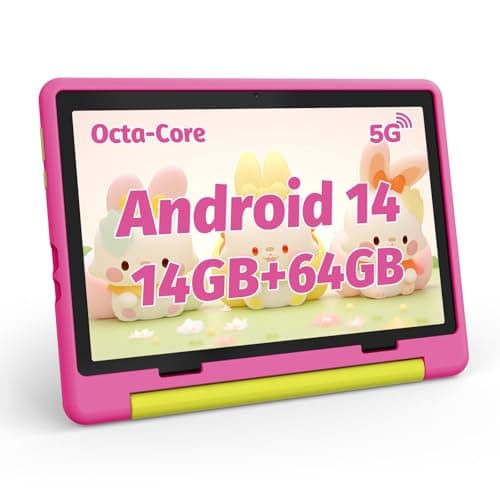 ZOFYWNAS Kids Tablet 10 Inch Android 14 Tablet for Kids Ages 3-12, Octa-Core with Case, Parental Controls,14GB+64GB Storage (TF Expand 1TB), 5G WiFi, BT5.3, Pink