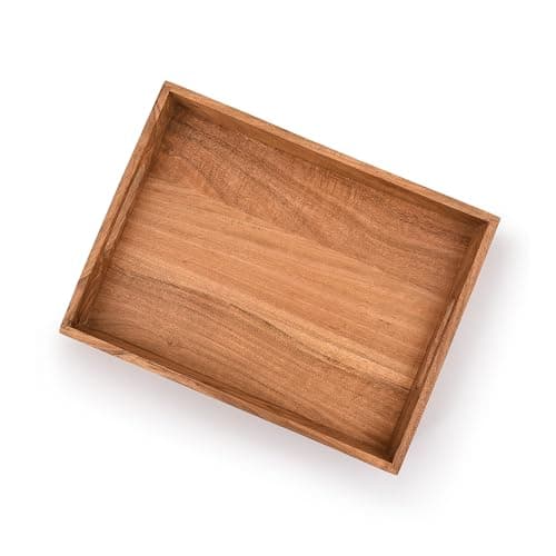Kaizen Casa |Wooden Rectangular Serving Tray, Wood Plate, Tea/Drink Platter, Dinner Serving Tray, Snack Tray |Size_16" x 12" x 2” |Home Restaurants Coffee, Food, Breakfast, Dinner Décor 4