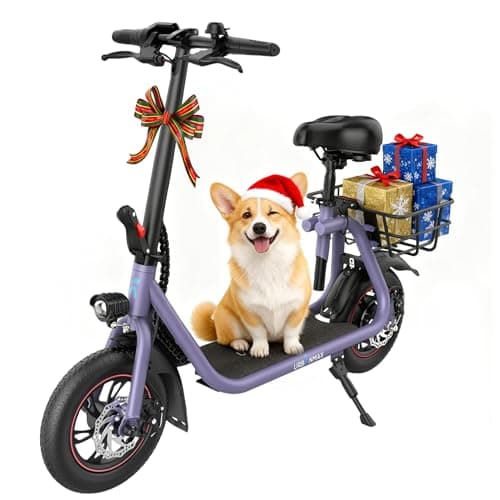 URBANMAX C1 Electric Scooter with Seat,450W Powerful Motor up to 20 Miles Range,Foldable E-Scooter for Adults Max Speed 15.5Mph,12" Pneumatic Tires for Commuting & Errands,Deep Purple