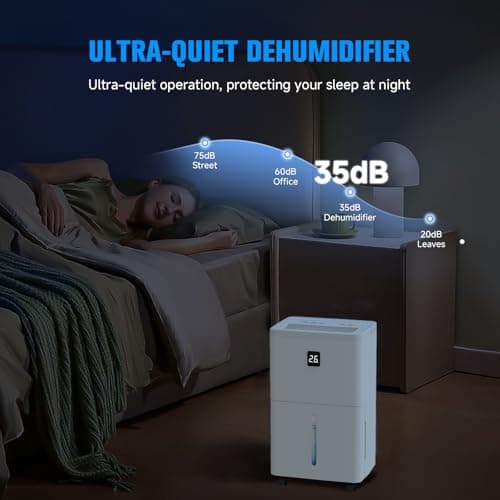 25 Pint Dehumidifier for Basement, Up to 3000 Sq.Ft, Quiet Dehumidifier with Drain Hose, Humidity Control, 24H Timer, Ideal for Bedroom, Bathroom, Room 5