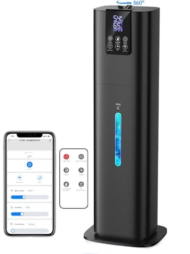 8L Smart Humidifiers for Bedroom Large Room, 2.1Gal Cool Mist Top Fill Diffuser Ambient Light, App & Remote Control, 3 Mist Modes, Quiet Humidifier for Home Office Plant (Black)