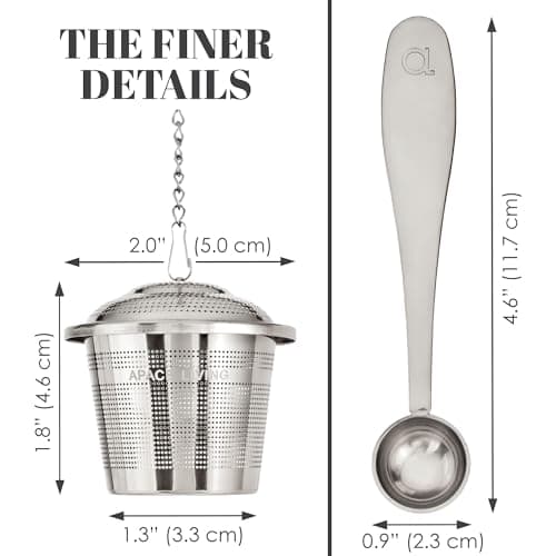 Tea Infuser (Set of 2) with Tea Scoop and Drip Dray - Ultra Fine Tea Strainer for Loose Leaf Tea - Stainless Steel Tea Steeper for a Superior Brewing Experience 5