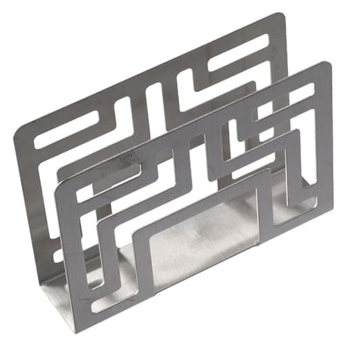 gifthub Stainless Steel Paper Towel Holder Vertical Paper Towel Clip Hotel Western Restaurant Cafe Desktop Creative Gold Hollowed Out Napkins, Light Luxury Vertical Napkin Holder 7