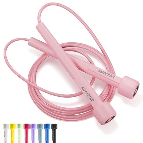 SPORTBIT Adjustable Jump Rope for Fitness and Exercise – Skipping Rope for Cardio, Boxing, and Weight Loss – Speed Rope perfect for Men & Women – Pink