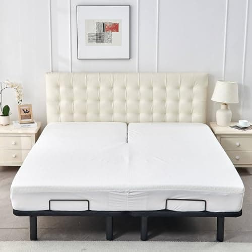 Bamboo Viscose Cooling Split Top King Mattress Protector for Adjustable Bed with Upper Flex Waterproof Fitted Sheet Style Matress Cover 32-34" Split from Head 5