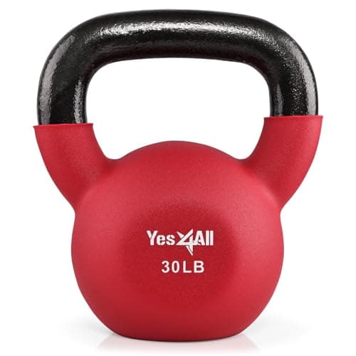 Yes4All Kettlebell - 20, 25 & 30 LB Neoprene Coated Cast Iron Kettlebells, Wide Grip Handle & Flat Bottom for Swings, Squats, Deadlifts, Push Ups & Full Body Training at Home Gym 6