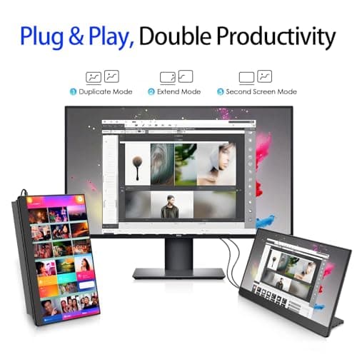 Wanlusiri 4K 16-Inch Portable Monitor for Laptop - 3840x2400 16:10 IPS Second External Travel Display With Folding Stand - Ultra-Slim Gaming Screen for MacBook Mini PC 5