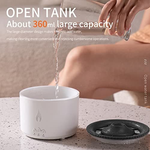 BOHOFAM Essential Oil Diffuser 360ML,Volcano Diffuser/Humidifier, Flame and Volcano 2 Mist Mosdes, Included 50ML Hotel Collection Essential Oil for Home, Bedroom,Large Room 7