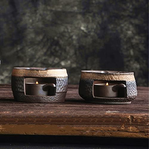 Fenyya Teapot Warmer Matte Classic Retro Ceramic Universal Tea Warmer Stand Set with Candle Holder Japanese Style for Warming Tea, Coffee and Milk etc. 5