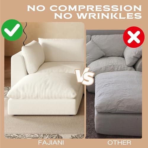 Fajiani Oversized Modular Sectional Sofa,Cloud Couch Deep Seat Sofa Cushion Covers Removable, Oversized Sectional Couches for Living Room (6 Seater-Cream White) 6