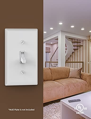 AIDA 15 Amp Toggle Light Switch, 4 Way, Grounding Screw, Residential Grade Electrical Wall Switch, UL Listed (White, 10 Pack) 5