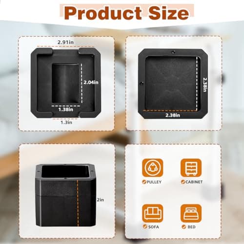 Feeloco Bed Risers,3 Inch Heavy Duty Furniture Riser for Legs,Adjustable Bed Lifts Risers for Sofa,Table,Desk,Couch,Chair,Bed Frame Accessories(Black 4 Pack,2+1inch) 7