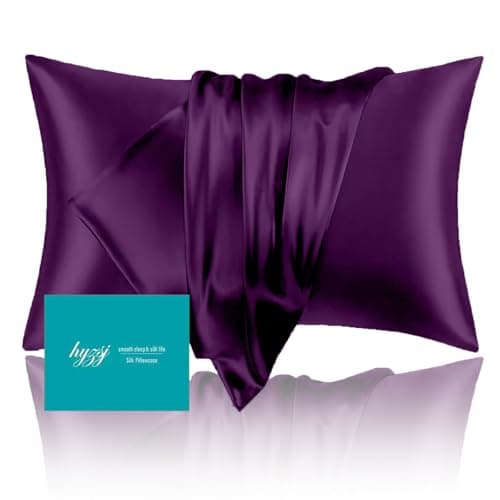 Mulberry Silk Pillowcase for Hair and Skin Queen Size 20"X 30" with Hidden Zipper, Softer Than Silk Pillow Cases Smooth Cooling Pillow Covers for Sleeping(Purple,Queen,1Pcs)