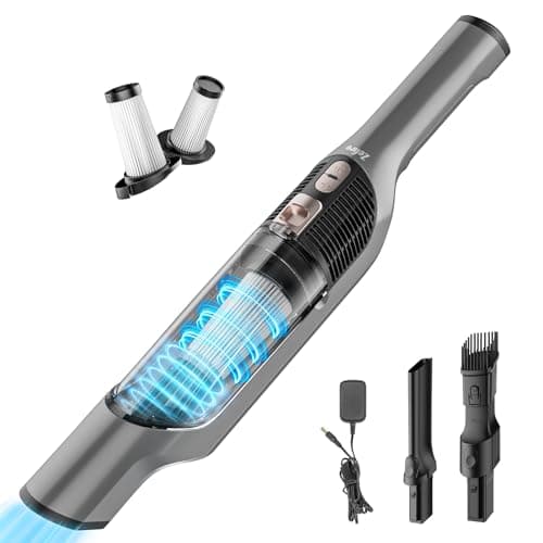 Zefiro Compact & Powerful Cordless Handheld Vacuum, Rechargeable Portable Car Vacuum for Car & Pet Hair, with XL Dust Cup, High-Suction, 2 Brushes & Filters, Long Runtime, Ideal Gift