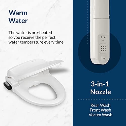 Bio Bidet BB1000 Warm Water Bidet Seat, Air Dryer, Heated Seat with Slow Close Lid, Remote Control, Elongated 7
