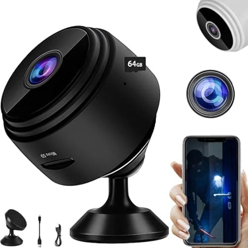 HIDRUO Watcheye Magnetic Mini Security Camera, with Wide-Angle Lens & Smart Alarm, App Remote with Night Vision (64GB, 1)