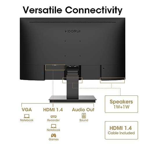KOORUI 23.5 inch Computer Gaming Monitor FHD 1920 x 1080p, 100Hz PC Monitor Adaptive Sync Compatible, Ultra-Slim Bezels, VESA Mountable, Adjustable Tilt, HDMI/VGA Ports, Black 8