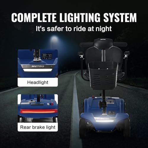 Christmas Gift for Mom Dad Parents Metro Mobility 4 Wheel Electric Scooter for Adults and Seniors,300 lbs Capacity, Travel - Detachable Basket and Seat M1 LiteX Blue 6