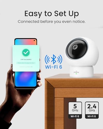 youkey 2.5K Indoor Camera, No Monthly Fees, Pan-Tilt, 360° Dog/Pet Camera for Home Security with Phone App, 5G/2.4G WiFi 6, Human/Pet/Baby Crying Detection, Auto Tracking, Two-Way Audio, Night Vision 6