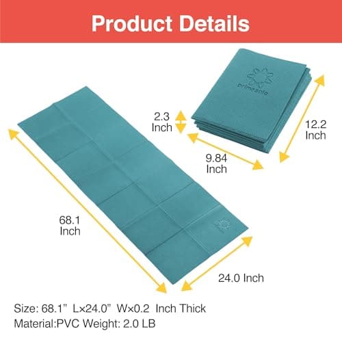 Primasole Folding Travel Yoga Mat Foldable light weight Easy to carry to Workout Fitness Class Beach Park Travel Picnics 4mm thick Jango Green Color PSS91NH050A 6