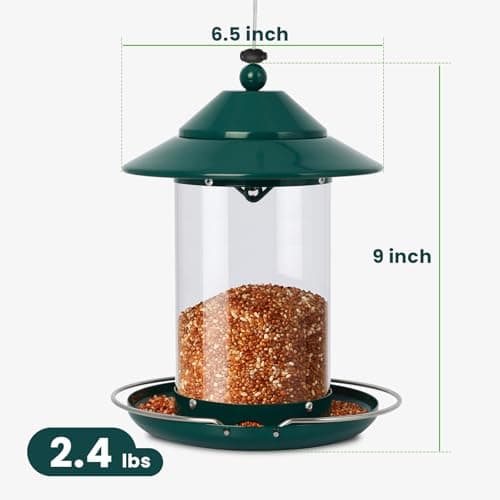 EnjoyCool Metal Bird Feeder for Outdoors – 2.4LB Hanging Bird Feeder with 360-degree, Weatherproof & Rust-Resistant, Easy to Fill & Clean for Wild Bird Feeders in Backyard & Garden(Green) 5