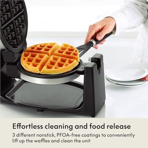 bella Classic Rotating Belgian Waffle Maker with Nonstick Plates, Removable Drip Tray, Adjustable Browning Control and Cool Touch Handles, Stainless Steel 5