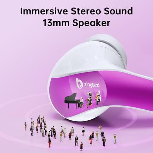 Wireless Earbuds Bluetooth 5.4 Headphones 60H Playtime Bass Stereo Ear Buds with Noise Cancelling Mic LED Display Earbud & in Ear Earphones IP7 Waterproof for Laptop Pad Phones Workout Purple M 5