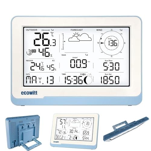 ECOWITT WS3800 Weather Station Display Console, 7.5'' Large Screen, Built-in Indoor Temperature, Humidity, and Barometric Pressure Sensors, IoT Gateway, 915 MHz