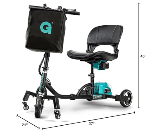 G Mobility Scooter – 3 Wheels, 35 lb Folding Aluminum Frame, Anti-Tip Footrests, Includes (1) 48V 2Ah Li-Ion Battery and Charger, Supports 275 lbs, Airline Friendly 8