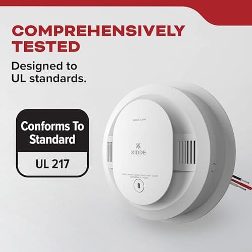 Kidde Smoke Detector, Hardwired with AA Battery Backup, Interconnectable, LED Warning Lights, 85 dB Alarm, 5-inches 5