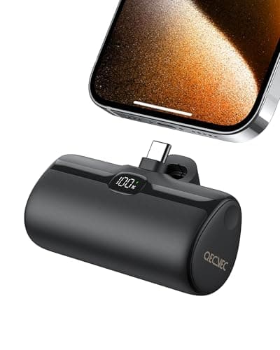 Qecvec Small Portable Charger, 5000mAh Mini Power Bank, 20W PD Bidirectional Fast Charging Compact, Travel Essentials Compatible with Mini Portable Charger iPhone for iPhone 15/16/Pro, Samsung